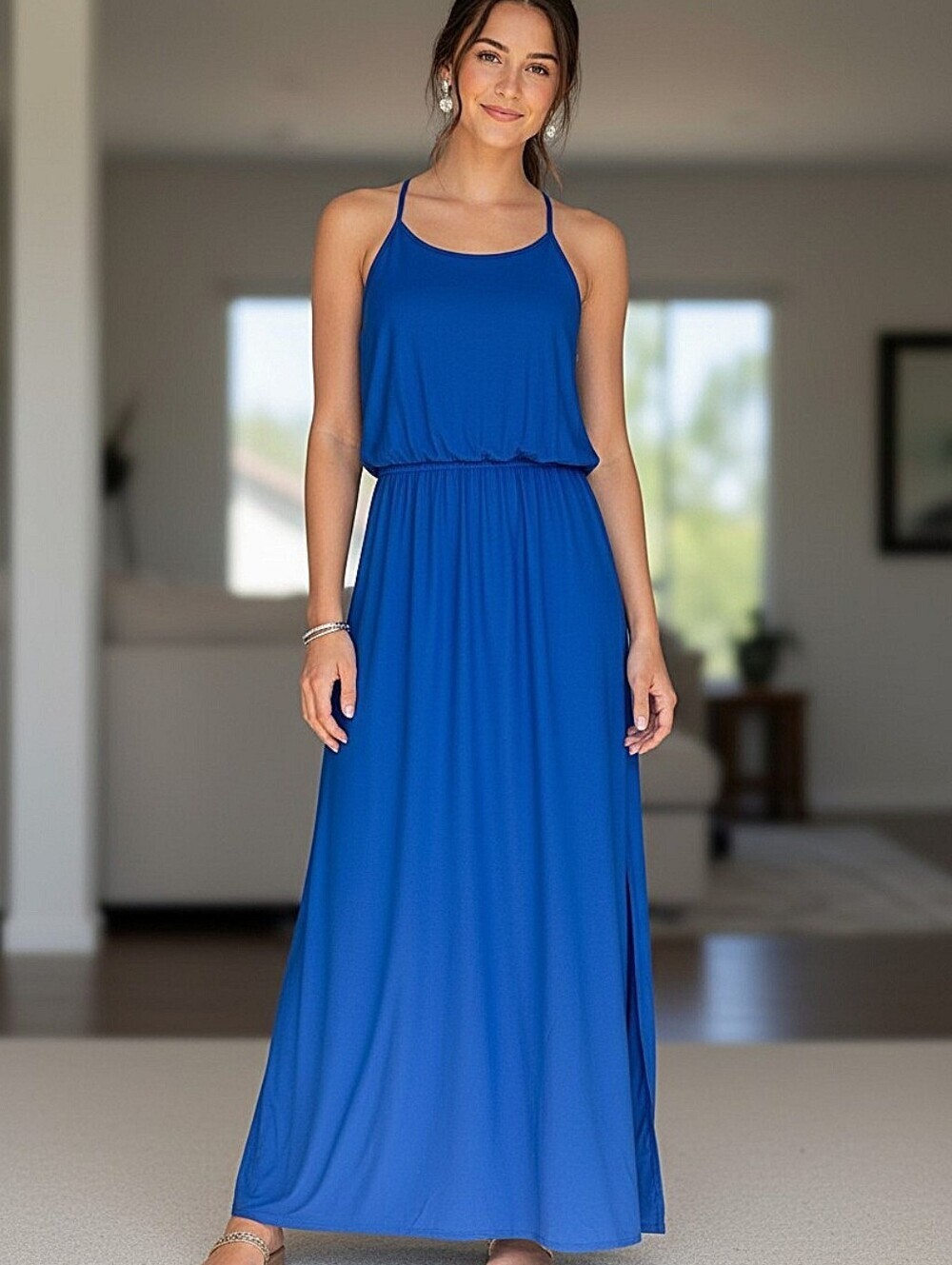 NWT! Felicity & Coco Blue Spaghetti-Strap Maxi Dress